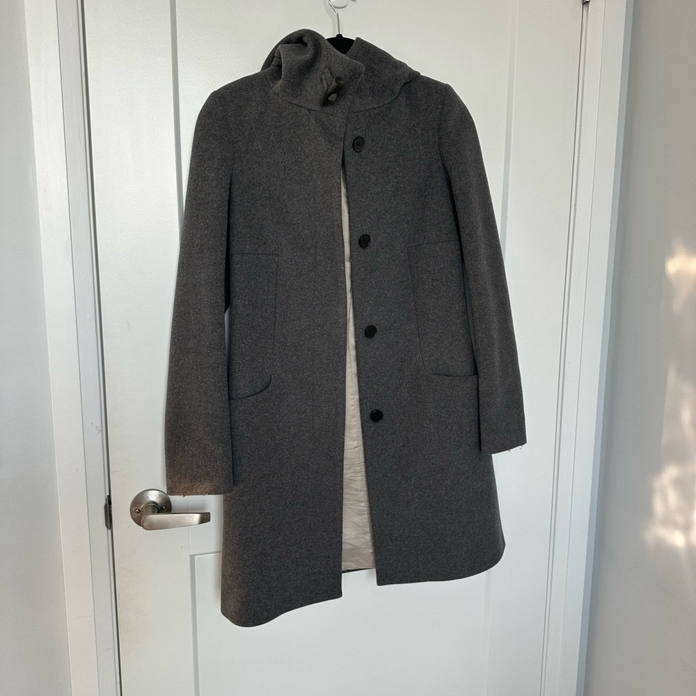 Aritzia Babaton Gray Trench Coat Minimalist Wool-Style - Size XXS